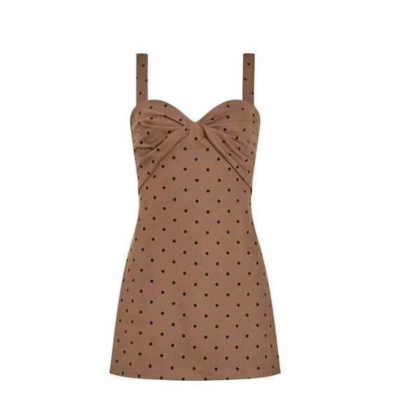 Amanda Uprichard Pants - NWT $255 Amanda Uprichard Bethany Soho Romper Brown Polka Dot Mocha romper S